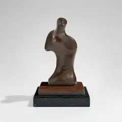Torso: Shoulders (B. 863) by Henry Moore, 1982, Bronze sculpture with brown patina, mounted on a stone base, sold Sep 2024