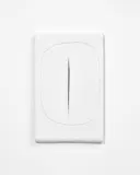 Lucio Fontana, Concetto Spaziale Taglio (Spacial Concept Cut) (White) (R. & R. C-3), 1968, White Rosenthal porcelain multiple, slashed by the artist