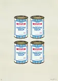 4 Soup Cans (Gold on Cream) by Banksy, 2006, Screenprint in colours, on wove paper, with full margins, sold Sep 2024