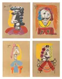Pablo Picasso, Portraits imaginaire (Imaginary Portraits): four plates, 1969, Four offset lithographs in colours, on Arches paper, the full sheets