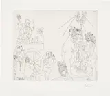 Pablo Picasso, Retour aux sources: Picasso touriste à la Fuente de Canaletas (Back to the source: Picasso as a tourist at the Fuente de Canaletas), plate 81 from Série 347 (Bl. 1561, Ba. 1577), 1968, Etching, on BFK Rives paper, with full margins