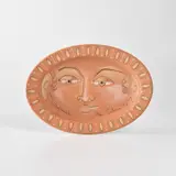 Jean Cocteau, Visage ovale (Oval Face) (G. 240), 1958, Red earthenware oval dish with crayon d'oxyde additions in colours