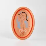 Jean Cocteau, Le miroir d'arlequin (Harlequin's Mirror) (G. 246), 1958, Red earthenware oval dish painted in coloured enamels with crayon d'oxyde additions
