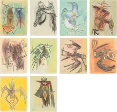 Wifredo Lam, Pleni Luna (Full Moon) (T. R. 304-313), 1974, The complete set of ten lithographs in colours, on Japon nacré paper, the full sheets