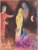 Marc Chagall, Chloé vêtue et coiffé par cléariste (Chloé is Dressed and Braided by Cleariste), from Daphnis and Chloé (M. 345, C. Bks. 46), 1961, Lithograph in colours, on Arches paper, the full sheet