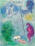 Marc Chagall, Découverte de Chloé par Daphnis (Discovery of Chloé by Daphnis), from Daphnis et Chloé (M. 310, see C. Bks. 46), 1961, Lithograph in colours, on Arches paper, the full sheet