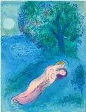 Marc Chagall, La leçon de Philétas (The Lesson of Philetas), from Daphnis et Chloé (M. 323, see C. Bks. 46), 1961, Lithograph in colours, on Arches paper, the full sheet