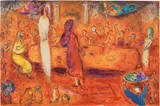 Marc Chagall, Mégaclès reconnait sa fille pendant le festin (Megacles Recognizes His Daughter During the Feast), from Daphnis et Chloé (M. 347, see C. Bks 46), 1961, Lithograph in colours, on Arches paper, the full sheet