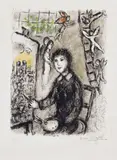 Marc Chagall, Le peintre devant le tableau (The Painter in Front of the Picture) (M. 932), 1978, Lithograph in colours, on Arches paper, with full margins