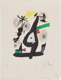 Joan Miró, La mélodie acide (The Acid Melody): plate 1 (M. 1212, see C. Bks. 248), 1980, Lithograph in colours, on Japon nacré paper, with margins