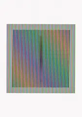 Induction chromatique à double fréquence Thalia (Dual Frequency Chromatic Induction Thalia) by Carlos Cruz-Diez, 2011, Screenprint in colours, on wove paper, with full margins, with the accompanying book L'atelier de Carlos Cruz-Diez, sold Sep 2024