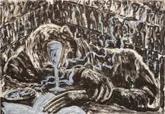 Miquel Barceló, Jeune homme ivre dans un bar (Young Drunk Man in a Bar), 1983, Lithograph in colours, on Arches paper, the full sheet