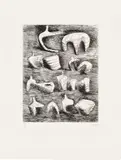 Henry Moore, Studies for Sculpture Two and Three Piece Reclining Figures (C. 95), 1967, Etching and drypoint, on BFK Rives paper, with full margins