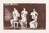 Henry Moore, Three Seated Figures in Setting (C. 421), 1975, Lithograph in colours, on Arches paper, with full margins