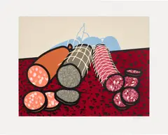 Three Sausages (C. 54) by Patrick Caulfield, 1978, Screenprint in colours, on wove paper, with margins, sold Sep 2024