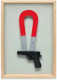 Man Ray, Compass, 1976, Multiple comprising wood painted in colours and plastic handgun replica, mounted (as issued)