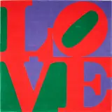 Robert Indiana, Classic Love, 1995, Skein dyed, hand carved and hand tufted archival New Zealand woollen rug, with natural latex backing