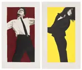 Robert Longo, Jules; and Gretchen, from Men in the Cities, 1982-83, Two lithographs with embossing and extensive hand-colouring in paint, on Arches paper, with full margins