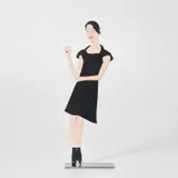 Alex Katz, Black Dress (Carmen), from Black Dress (Cutouts), 2018, Shaped aluminium multiple with archival print in colours on both sides, mounted on a polished stainless steel base