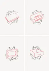Michael Craig-Martin, Order of Appearance (Book, Cassette, Canvas, Drawer), 1990, The complete set of four screenprints in colours, on white drafting film, with full margins