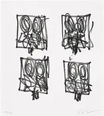 Untitled Anxious Print by Rashid Johnson, 2023, Etching, on Hahnemühle paper, the full sheet loose (as issued), contained in the original black card folder, with the ac, sold Sep 2024