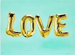 Joel Mesler, Gold Love, from Chrome Love Gold Love, 2022, Screenprint in colours with hand-coloring in acrylic wash, on Saunders Waterford paper, the full sheet