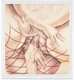 Sarah Slappey, Tied Up II – HPM I, 2020, Lithograph in colours with unique hand-colouring in red oil pastel, on BFK Rives paper, the full sheet