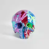 Damien Hirst, Hallucinatory Head, 2008, Unique plastic skull multiple with gloss paint in colours