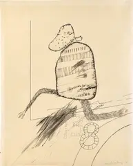 Hairy Legs by David Hockney, 1961, Pen and ink drawing, on thin wove paper, sold Sep 2024