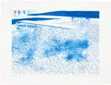 David Hockney, Lithograph of Water Made of Lines (T.G. 246, M.C.A.T. 203), 1978, Lithograph in blue, on TGL handmade paper, with full margins