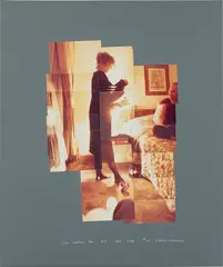 Celia Making Tea, N.Y., Dec. 1982 by David Hockney, 1982, Photographic collage, mounted to green board (as issued), the full sheet, sold Sep 2024