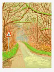 David Hockney, The Arrival of Spring in Woldgate, East Yorkshire in 2011 (twenty eleven) – 14 March, 2011, iPad drawing in colours, printed on wove paper, with full margins