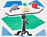 David Hockney, Apple, Grapes, Lemon on a Table (For Brooklyn Academy of Music), 1988-89, Home-made print executed on an office colour copy machine, on two sheets of Arches Text paper (as issued), the full sheets