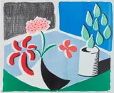 David Hockney, Red Flowers and Green Leaves, Separate, May, 1988, Hand-made print in colours executed on an office copier, on two sheets of Arches paper (as issued), the full sheets,