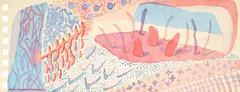 Composition Red & Blue by David Hockney, 2005, Offset lithograph in colours, on wove paper, the full sheet, with the accompanying blue paper portfolio with the artist', sold Sep 2024