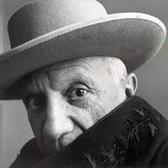 Pablo Picasso at La Californie, Cannes, France by Irving Penn, 1957, Gelatin silver print, printed before 1965, mounted, sold May 2024