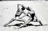 Helmut Newton, Rudi Gernreich Swim Suits, Miami, 1975, Gelatin silver print, printed early 1990s