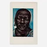 Charles White, Bessie, 1950, linocut in colors on Japanese paper