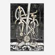 Timothy Curtis, Caught in the Twist (Ghostbike), 2020, screenprint in colors on Conventry Rag