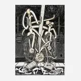 Timothy Curtis, Caught in the Twist (Ghostbike), 2020, screenprint in colors on Conventry Rag
