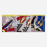 Roy Lichtenstein, As I Opened Fire... (triptych), 1966, offset lithograph in colors