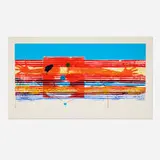 James Rosenquist, Window Washer Glass House, 1978, intaglio in colors and relief print with embossing and hand-coloring applied with a rubber tire on Pescia Italia