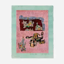 Ynez Johnston, Island III, c. 1973, etching in colors