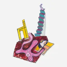 Elizabeth Murray, Foot Stairs Dog, 2001, watercolor on paper construction