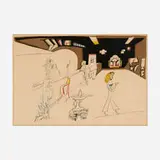 Saul Steinberg, Nebraska (Bar Room Scene), 1966, lithograph in colors