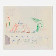 A Moving Still Life promotional card by David Hockney, 1976-77, digital print, sold Mar 2026