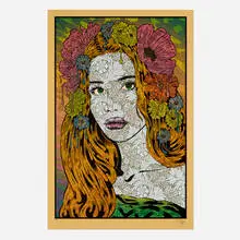Chuck Sperry, The Seer, 2018, screenprint in colors on metallic gold paper