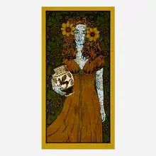 Chuck Sperry, Danaïde, 2025, screenprint in colors on metallic gold paper