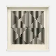 Jean-Pierre Yvaral, Structure Acceleree C, 1970, screenprint on metal, nylon filament
