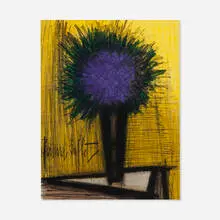 Bernard Buffet, The Purple Bouquet of Flowers, 1967, lithograph in colors